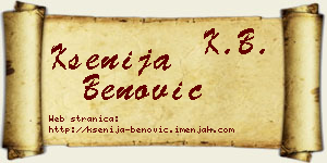 Ksenija Benović vizit kartica